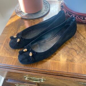 Black Suede Bamboo Ballet Flats
